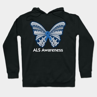 butterfly blue ribbon Hoodie